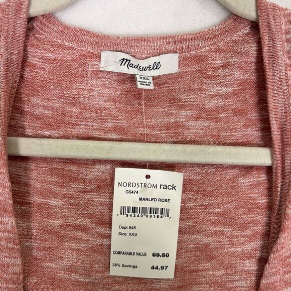 New Madewell Heathered Pink Open Cardigan Sweater Size XXS - Picture 4 of 9